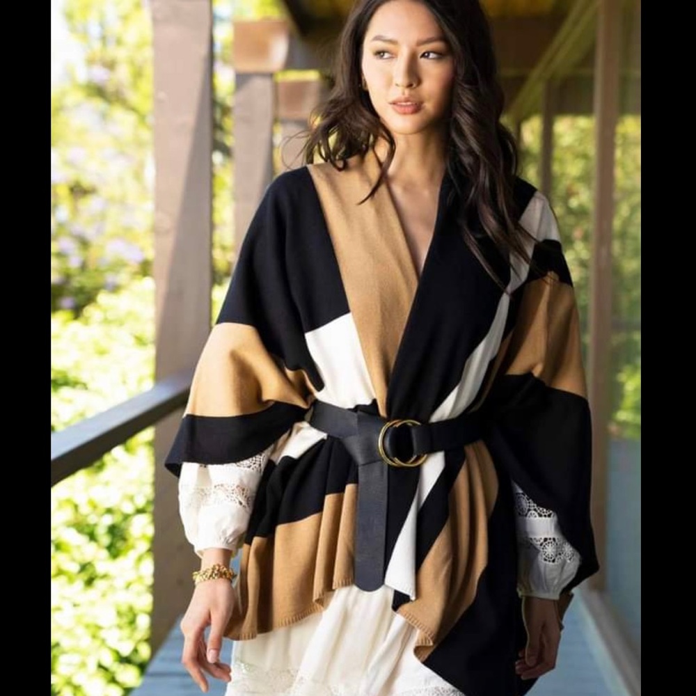 ParrishLA Poncho Versatile Striped Stevie Poncho - Picture 10 of 11